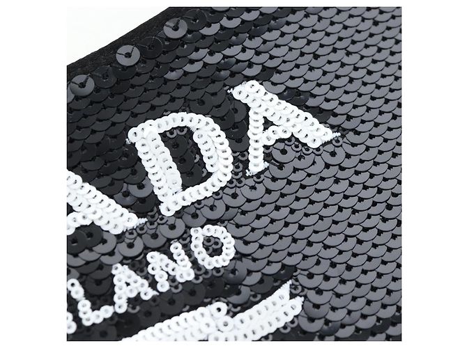 Bolso de hombro PRADA Sequin 2way Black Silver Auth 203265SAM Negro Plata - vista 20
