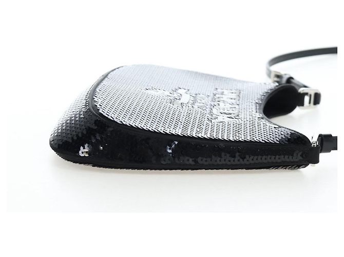 Bolso de hombro PRADA Sequin 2way Black Silver Auth 203265SAM Negro Plata - vista 4
