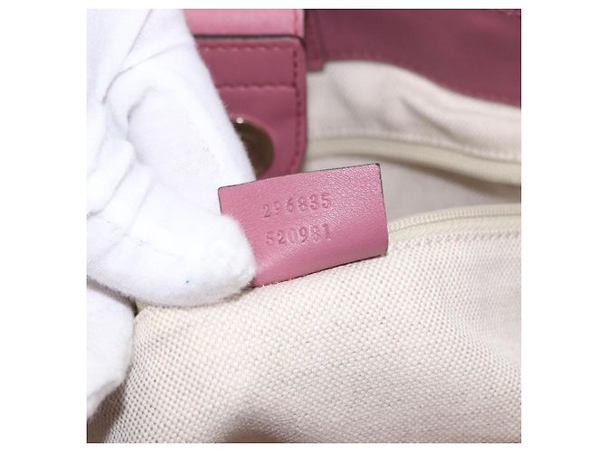 Borsa Tote GUCCI GG Canvas Guccissima Pelle Rosa Oro 296835 Auth 200972V D'oro - vista 11