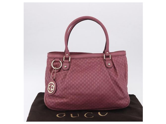 Borsa Tote GUCCI GG Canvas Guccissima Pelle Rosa Oro 296835 Auth 200972V D'oro - vista 12