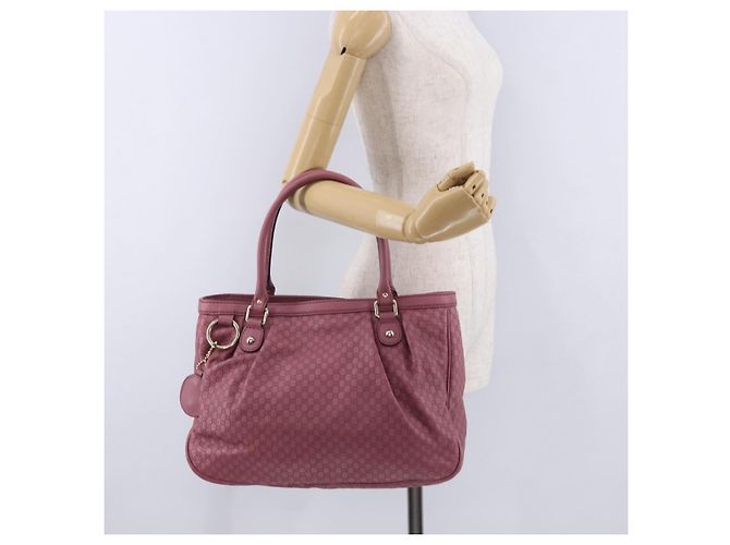 Borsa Tote GUCCI GG Canvas Guccissima Pelle Rosa Oro 296835 Auth 200972V D'oro - vista 28