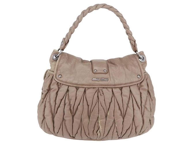 Bolsa Miu Miu Matelassé Bege Silver Auth 199449 Prata - vista 2