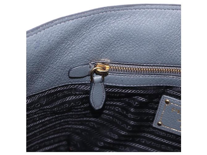 Borsa Tote PRADA in pelle Vittero Dino Grigio Gold Auth 200556A Marrone D'oro - vista 22