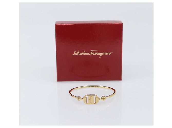 Bracciale Salvatore Ferragamo Vala Metallo Tono Oro Auth SW2869V - vista 12