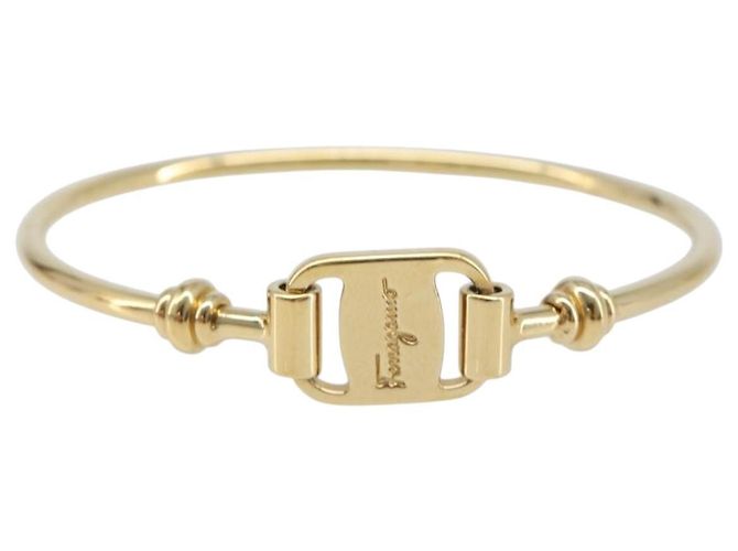 Bracciale Salvatore Ferragamo Vala Metallo Tono Oro Auth SW2869V - vista 13