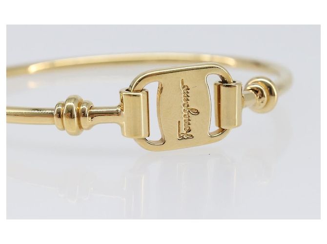 Bracciale Salvatore Ferragamo Vala Metallo Tono Oro Auth SW2869V - vista 5