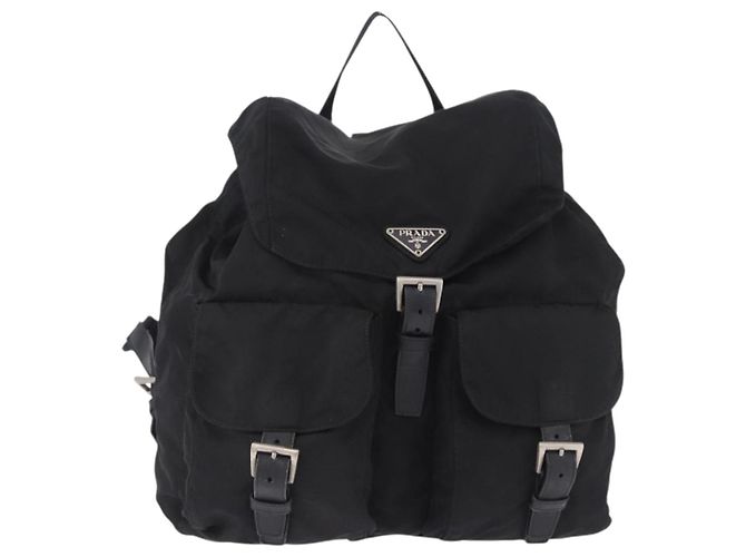 Sac à dos PRADA Nylon Black Silver Auth 199856A Noir Argenté - vue 13