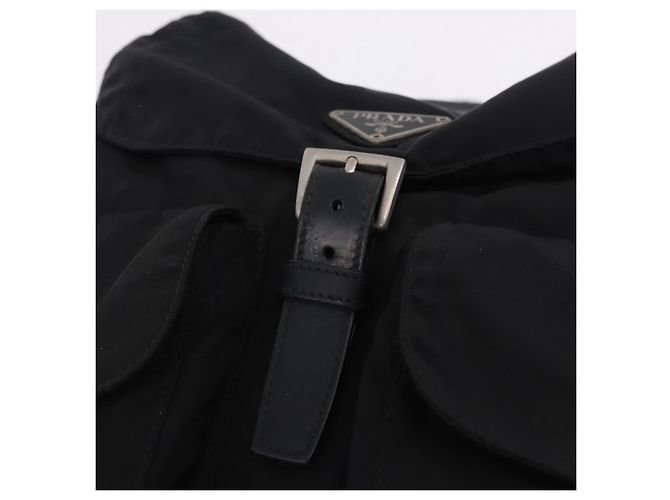 Sac à dos PRADA Nylon Black Silver Auth 199856A Noir Argenté - vue 21