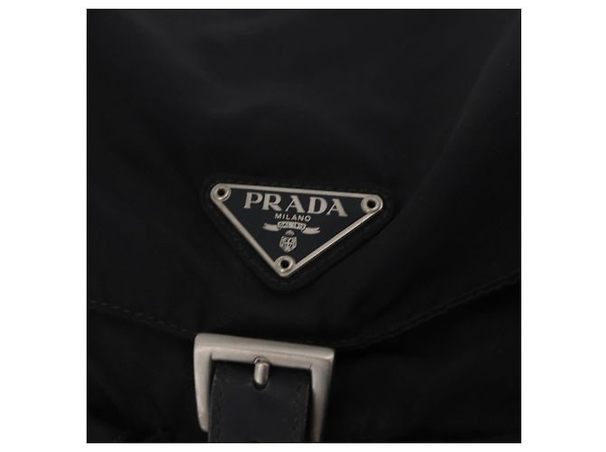 Sac à dos PRADA Nylon Black Silver Auth 199856A Noir Argenté - vue 22