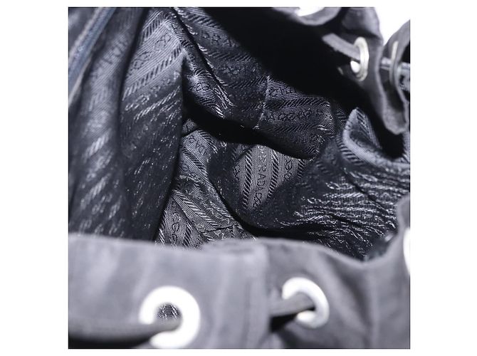 Sac à dos PRADA Nylon Black Silver Auth 199856A Noir Argenté - vue 25