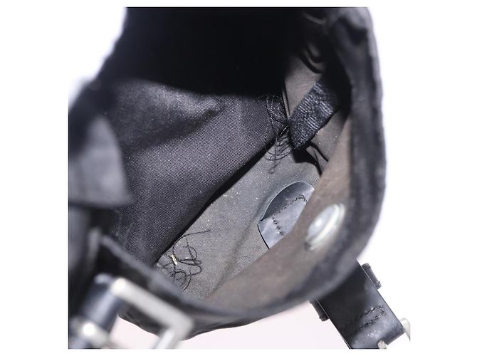 Sac à dos PRADA Nylon Black Silver Auth 199856A Noir Argenté - vue 27
