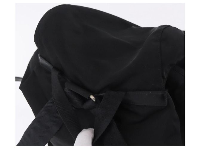 Sac à dos PRADA Nylon Black Silver Auth 199856A Noir Argenté - vue 6