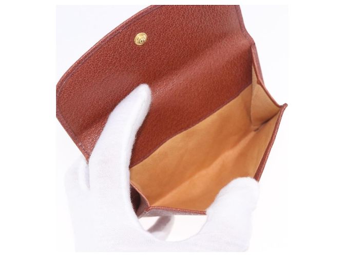 Billetera bifold GUCCI Web Sherry Line de cuero marrón 035 184 1647 Auth 203367A Castaño - vista 11