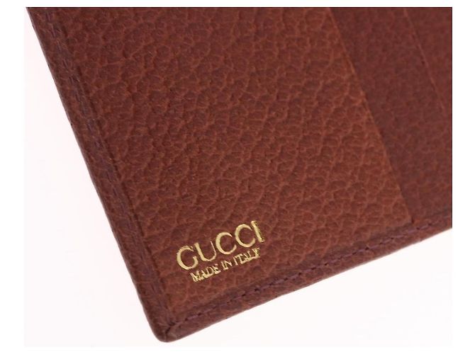 Billetera bifold GUCCI Web Sherry Line de cuero marrón 035 184 1647 Auth 203367A Castaño - vista 17