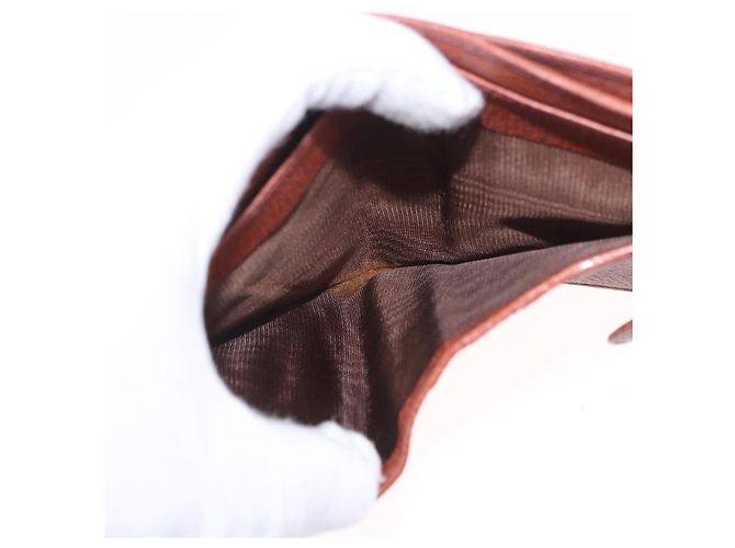 Billetera bifold GUCCI Web Sherry Line de cuero marrón 035 184 1647 Auth 203367A Castaño - vista 19