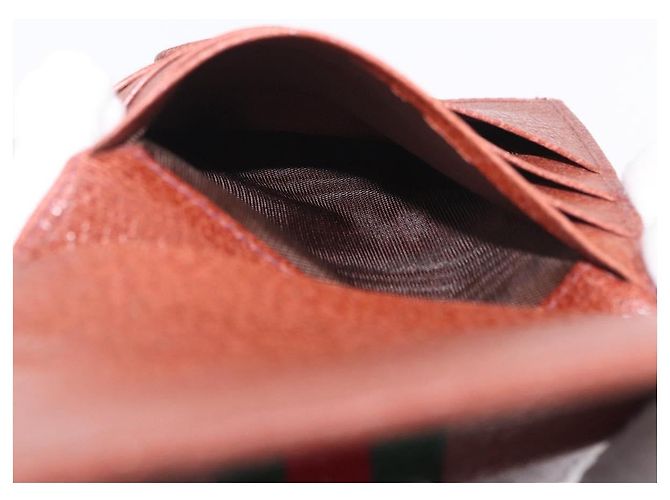 Billetera bifold GUCCI Web Sherry Line de cuero marrón 035 184 1647 Auth 203367A Castaño - vista 21