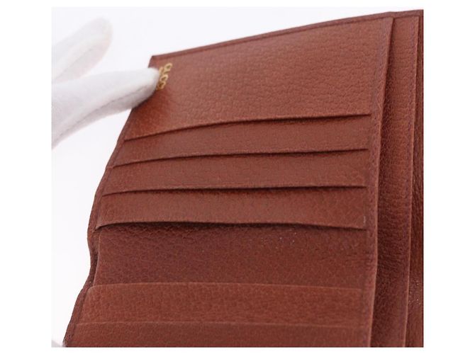 Billetera bifold GUCCI Web Sherry Line de cuero marrón 035 184 1647 Auth 203367A Castaño - vista 22