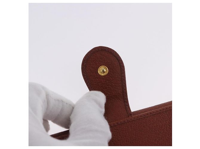 Billetera bifold GUCCI Web Sherry Line de cuero marrón 035 184 1647 Auth 203367A Castaño - vista 8