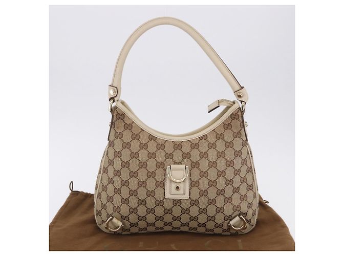 Borsa a tracolla GUCCI GG Canvas Beige Gold 130738 Auth am12619V D'oro - vista 12