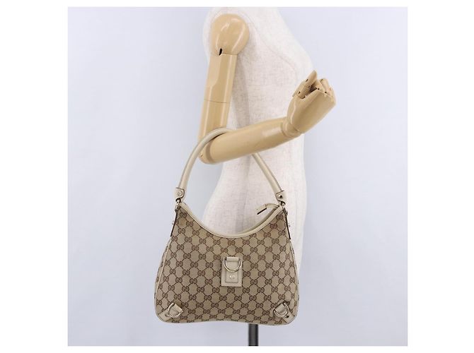 Borsa a tracolla GUCCI GG Canvas Beige Gold 130738 Auth am12619V D'oro - vista 26