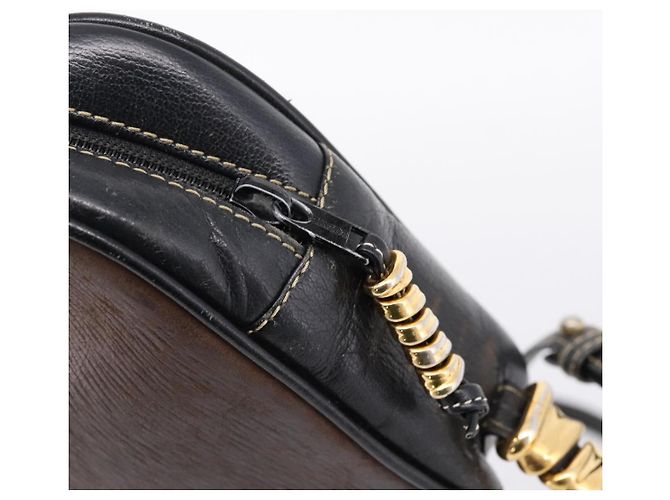 LOEWE Shoulder Bag Leather Black Gold Tone Auth 201277 - view 10