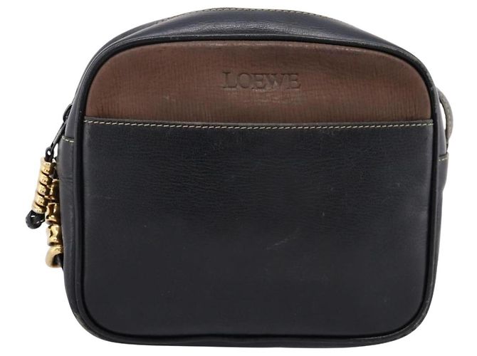 LOEWE Shoulder Bag Leather Black Gold Tone Auth 201277 - view 13