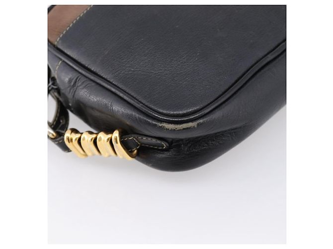 LOEWE Shoulder Bag Leather Black Gold Tone Auth 201277 - view 14