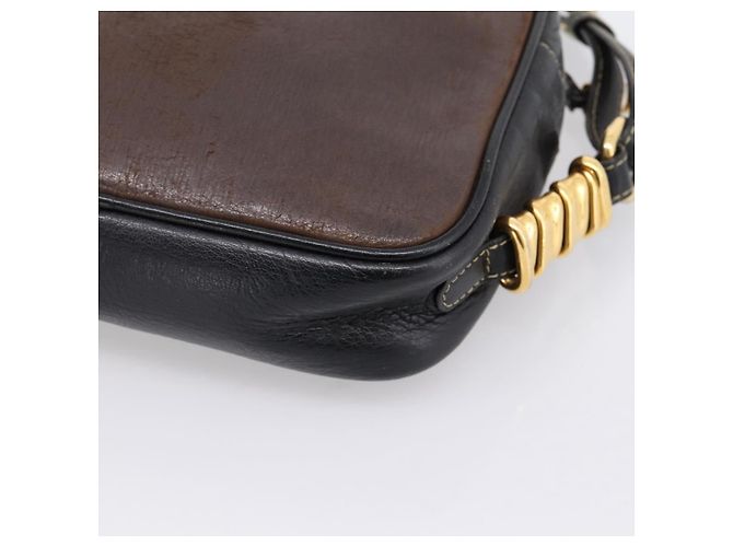 LOEWE Shoulder Bag Leather Black Gold Tone Auth 201277 - view 15