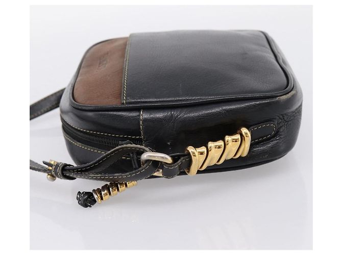 LOEWE Shoulder Bag Leather Black Gold Tone Auth 201277 - view 3