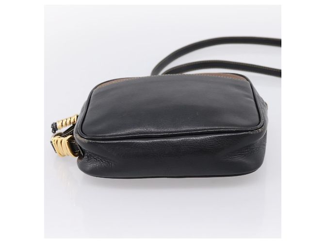 LOEWE Shoulder Bag Leather Black Gold Tone Auth 201277 - view 5
