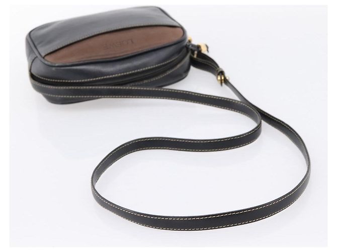 LOEWE Shoulder Bag Leather Black Gold Tone Auth 201277 - view 7