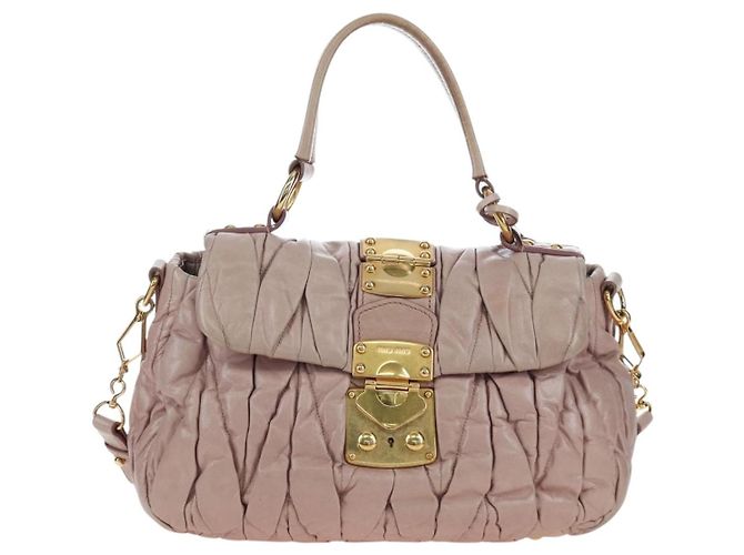Borsa a mano Miu Miu Matelassé in pelle 2way Rosa Oro Auth 200292V D'oro - vista 13