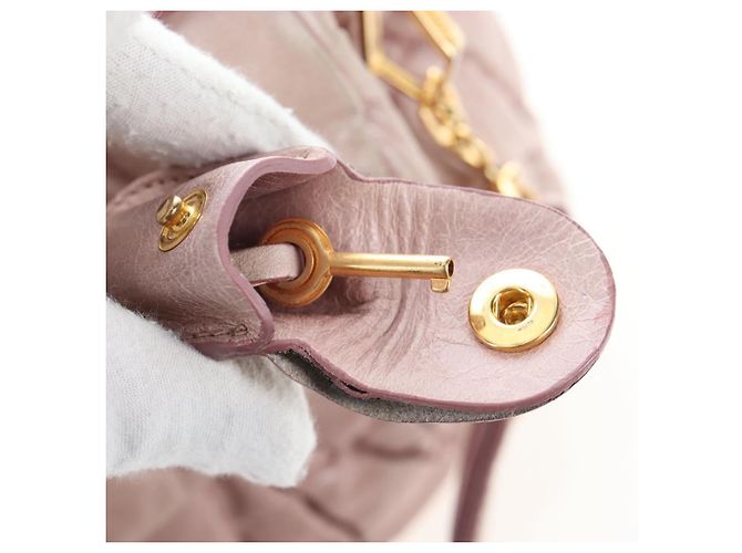 Borsa a mano Miu Miu Matelassé in pelle 2way Rosa Oro Auth 200292V D'oro - vista 24