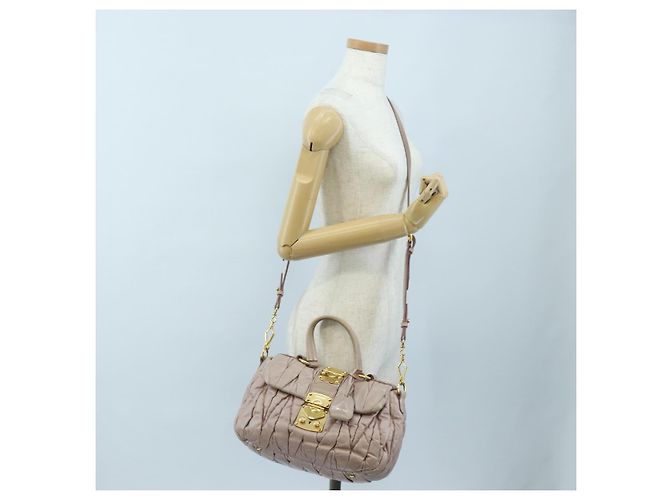 Borsa a mano Miu Miu Matelassé in pelle 2way Rosa Oro Auth 200292V D'oro - vista 34