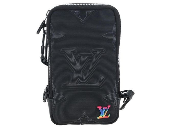 LOUIS VUITTON 3D monogram Double Phone Pouch Black M80141 LV Auth 200705M Schwarz - Ansicht 13
