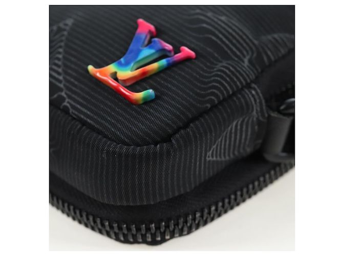 LOUIS VUITTON 3D monogram Double Phone Pouch Black M80141 LV Auth 200705M Schwarz - Ansicht 16