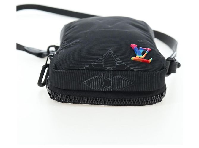 LOUIS VUITTON 3D monogram Double Phone Pouch Black M80141 LV Auth 200705M Schwarz - Ansicht 5