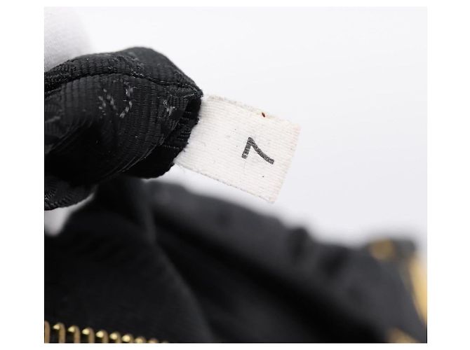 Bolsa de mão PRADA em couro preto e ouro Auth am12603SAM Dourado - vista 11