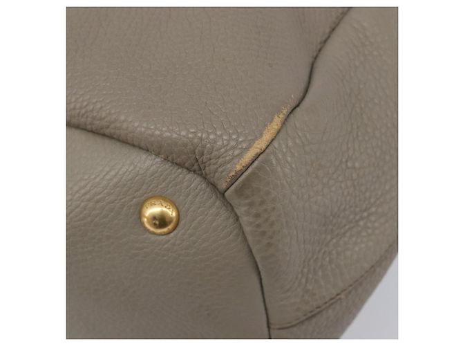 PRADA Handtasche Vittero Dino Leather 2way Grau Gold Auth 202933V Braun Golden - Ansicht 16