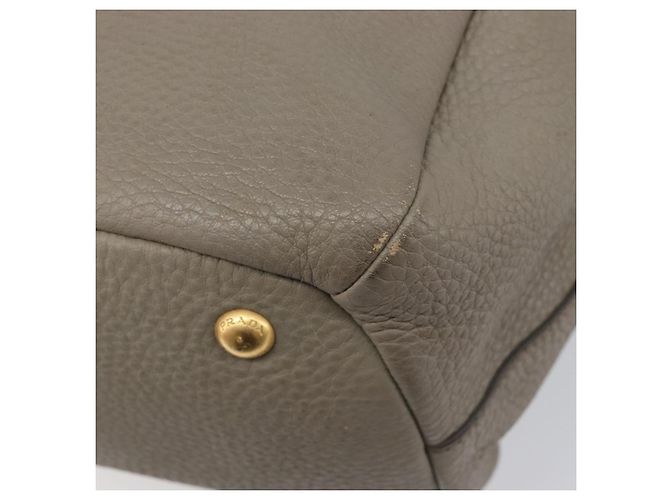PRADA Handtasche Vittero Dino Leather 2way Grau Gold Auth 202933V Braun Golden - Ansicht 18