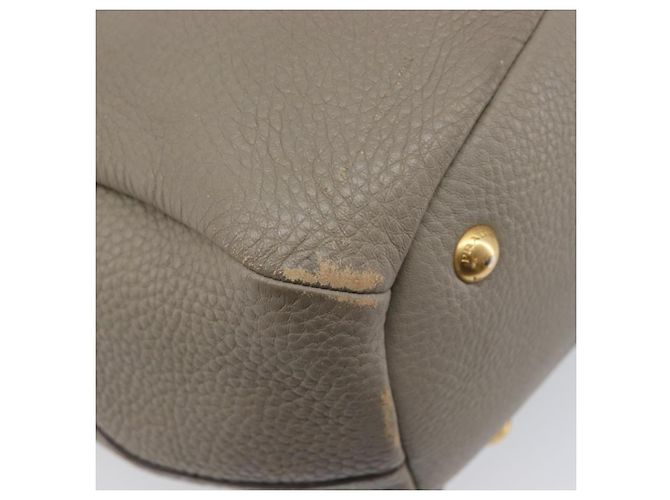 PRADA Handtasche Vittero Dino Leather 2way Grau Gold Auth 202933V Braun Golden - Ansicht 19