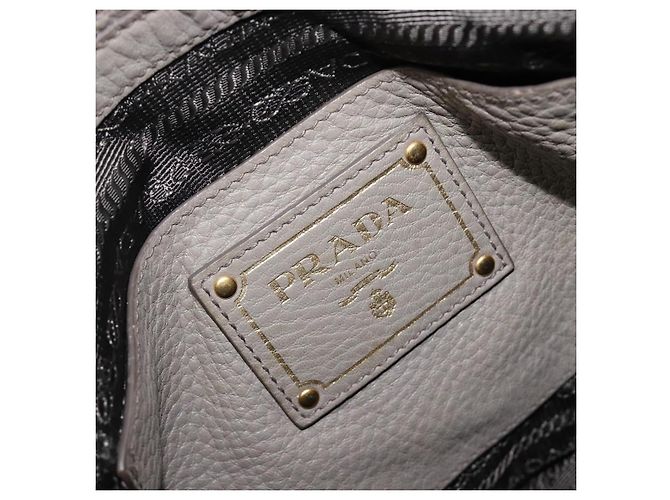 PRADA Handtasche Vittero Dino Leather 2way Grau Gold Auth 202933V Braun Golden - Ansicht 22