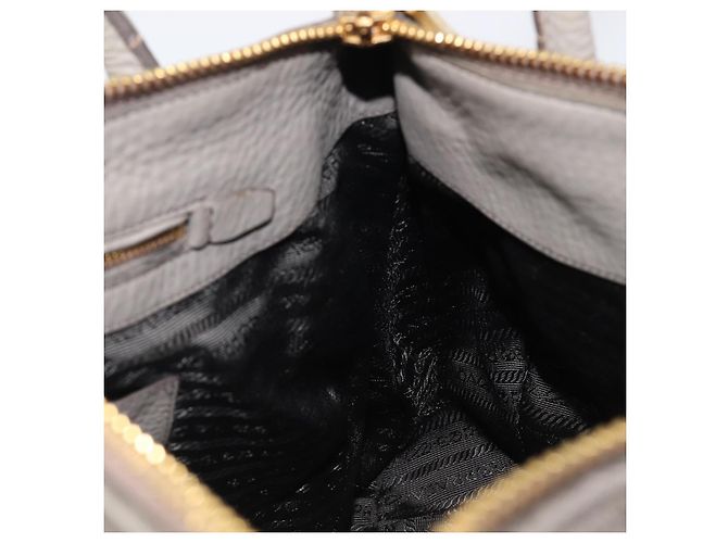 PRADA Handtasche Vittero Dino Leather 2way Grau Gold Auth 202933V Braun Golden - Ansicht 23