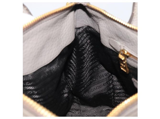 PRADA Handtasche Vittero Dino Leather 2way Grau Gold Auth 202933V Braun Golden - Ansicht 24