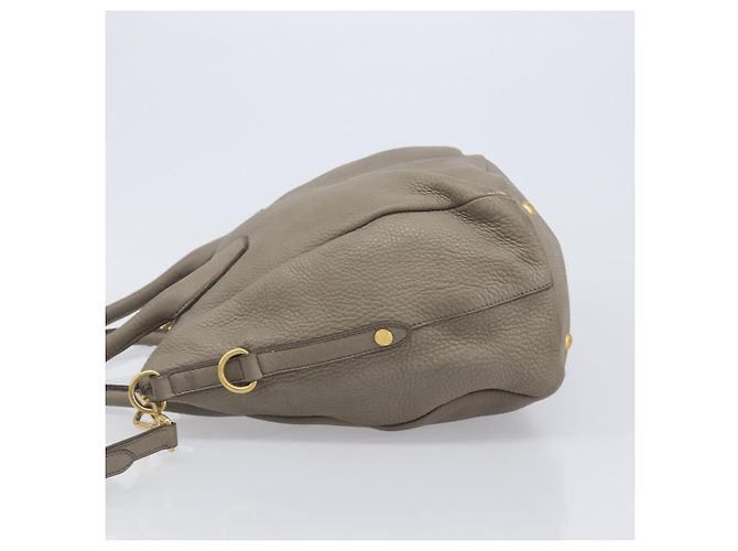 PRADA Handtasche Vittero Dino Leather 2way Grau Gold Auth 202933V Braun Golden - Ansicht 4