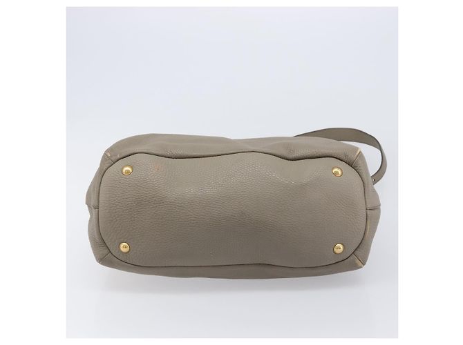 PRADA Handtasche Vittero Dino Leather 2way Grau Gold Auth 202933V Braun Golden - Ansicht 5