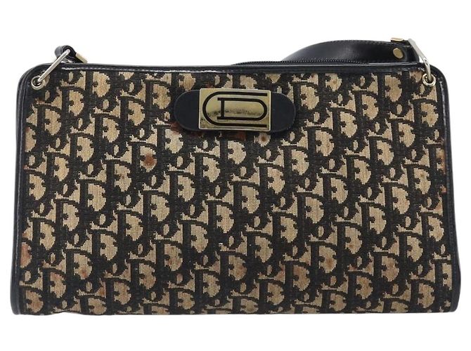 Borsa a tracolla Christian Dior Trotter Canvas Navy Gold Auth 203401 D'oro Blu navy - vista 13