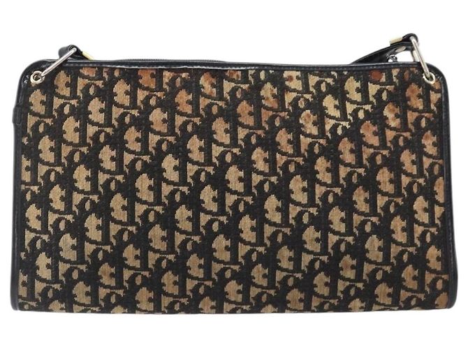 Borsa a tracolla Christian Dior Trotter Canvas Navy Gold Auth 203401 D'oro Blu navy - vista 2