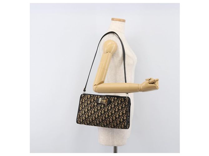 Borsa a tracolla Christian Dior Trotter Canvas Navy Gold Auth 203401 D'oro Blu navy - vista 23