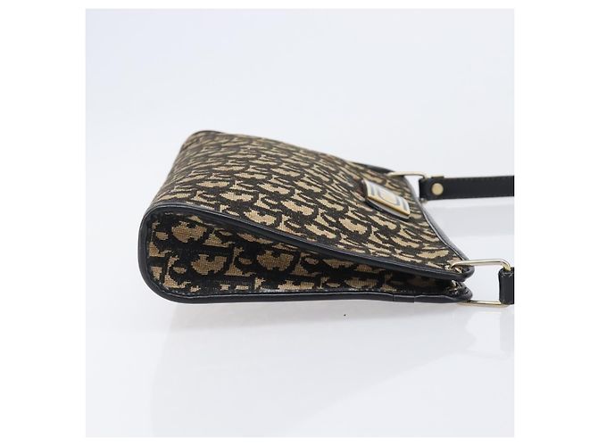 Borsa a tracolla Christian Dior Trotter Canvas Navy Gold Auth 203401 D'oro Blu navy - vista 4